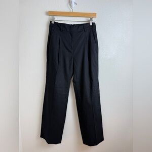 J.Crew Factory Women's Linen-blend wide-leg pleated trouser pant Black 0P